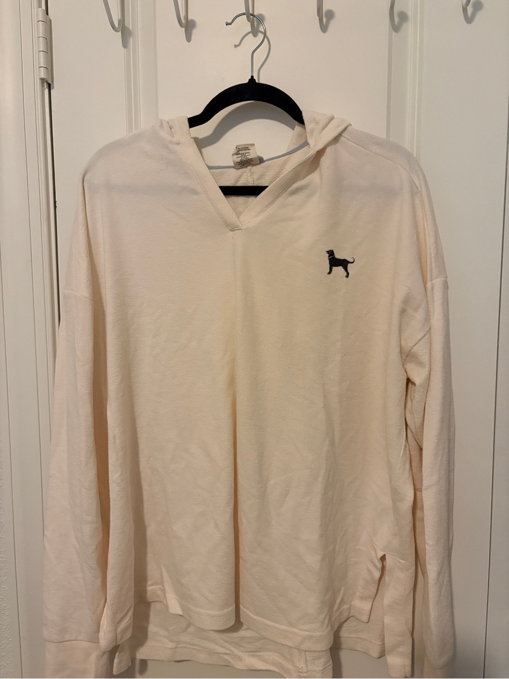 The Black Dog Cream Hoodie Light Blue Trim